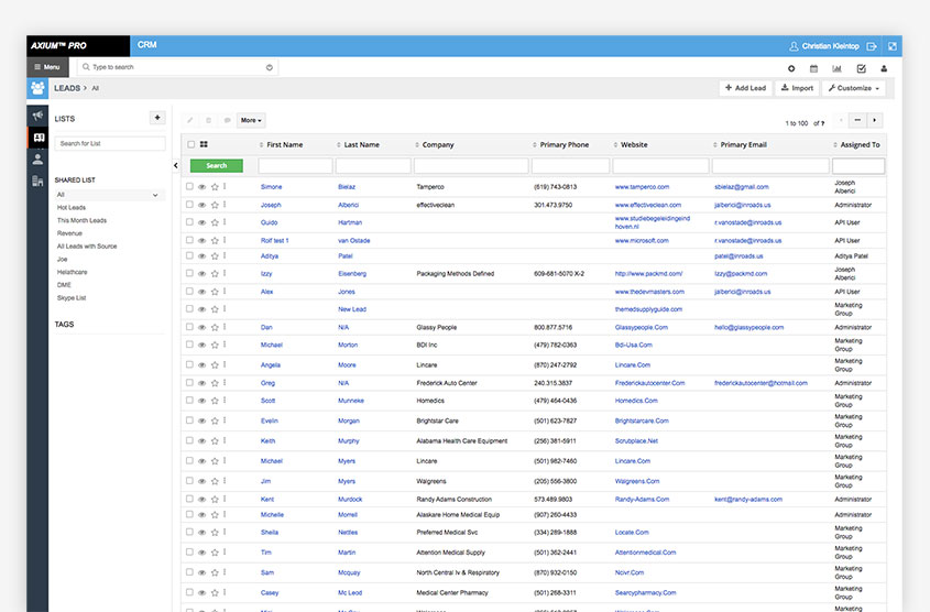 Integrated CRM Interface