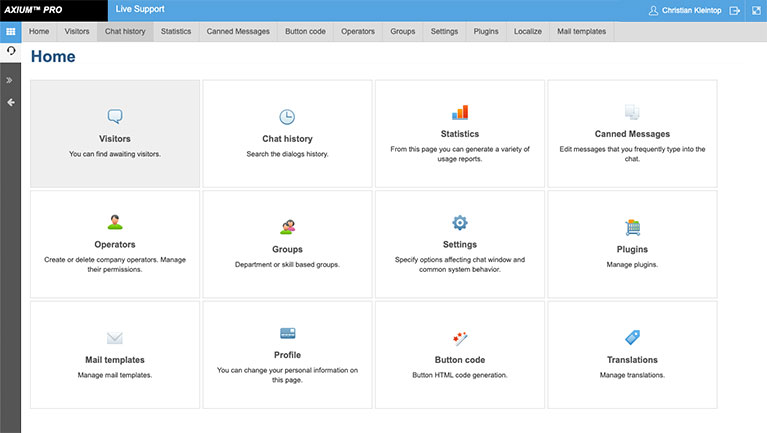 Live Support Dashboard Admin Screen